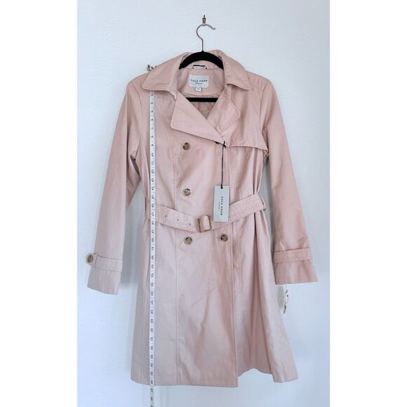 NWT Cole Haan Signature Women's Hooded Double Breasted Trench Coat in Petal M - Picture 11 of 15
